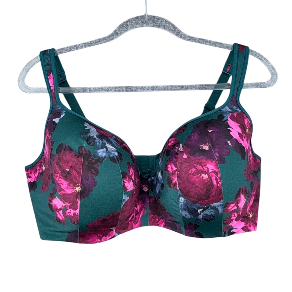 Cacique Floral Bra in Green and Pink